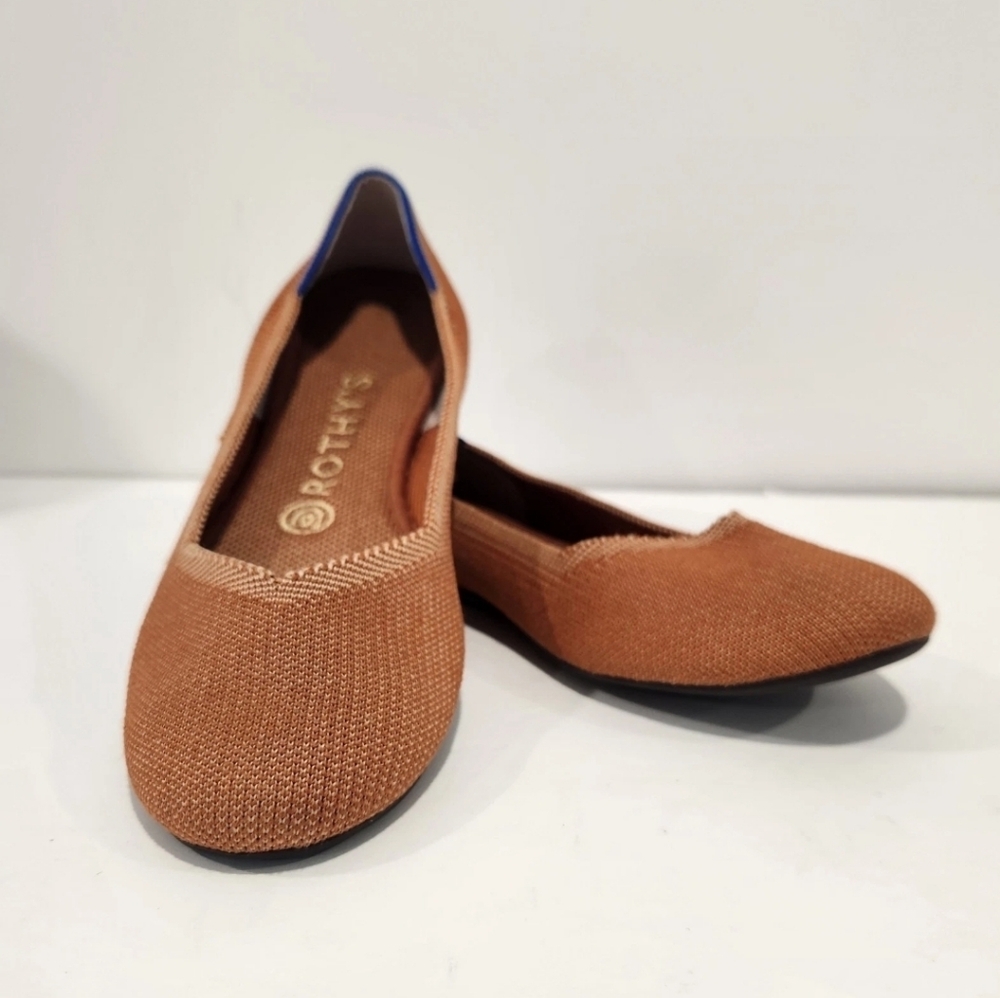 Rothy's Amber Round Toe Flats Ballet 8 Shoe Brown Stretch Comfort Washable